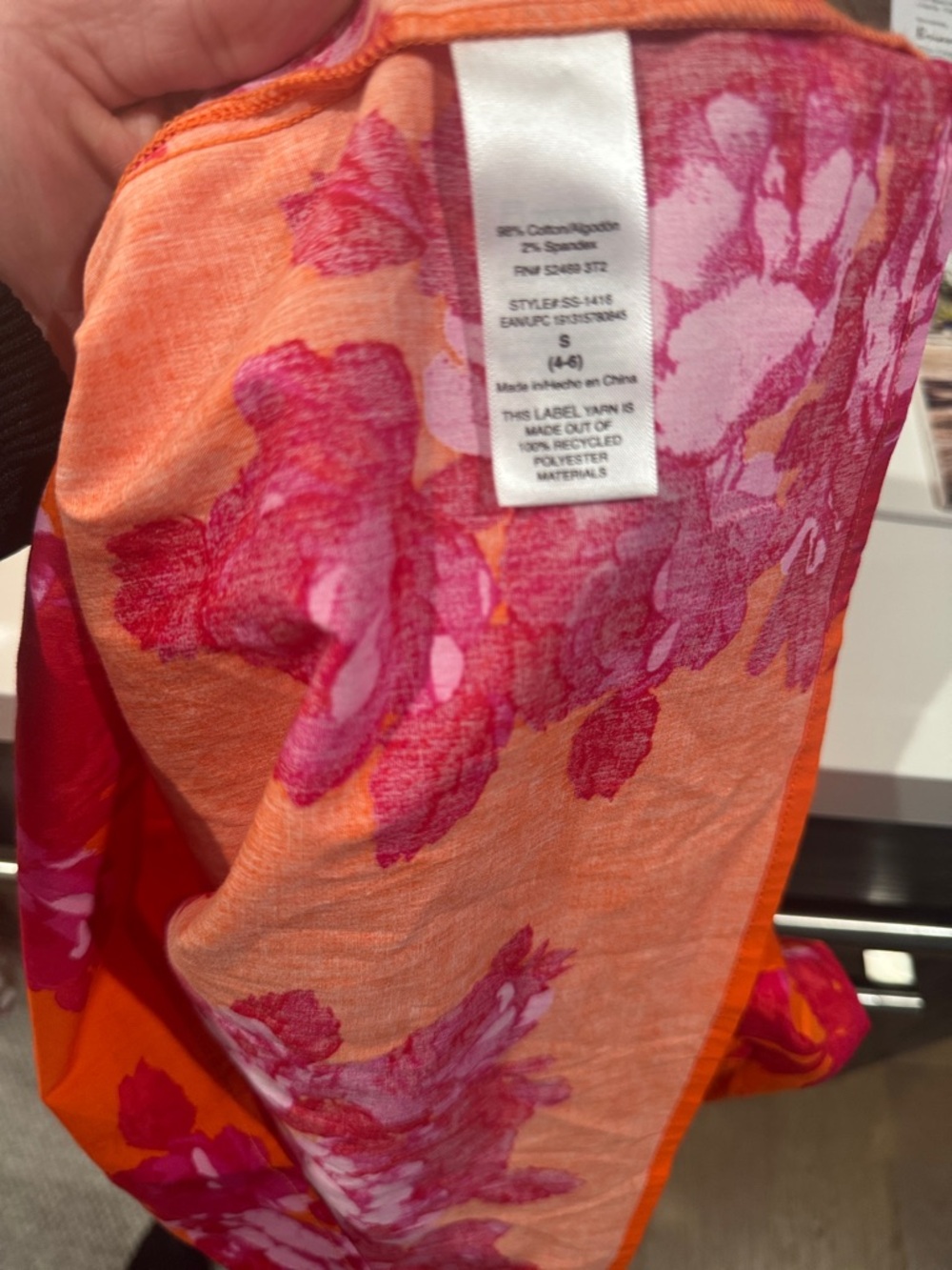 Scoop Off Shoulder Floral Blouse Orange Pink Balloon Sleeve Top Size S - Picture 4 of 4